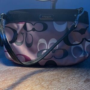Coach Women's Patterned Wristlet - Black, Grey and Pink